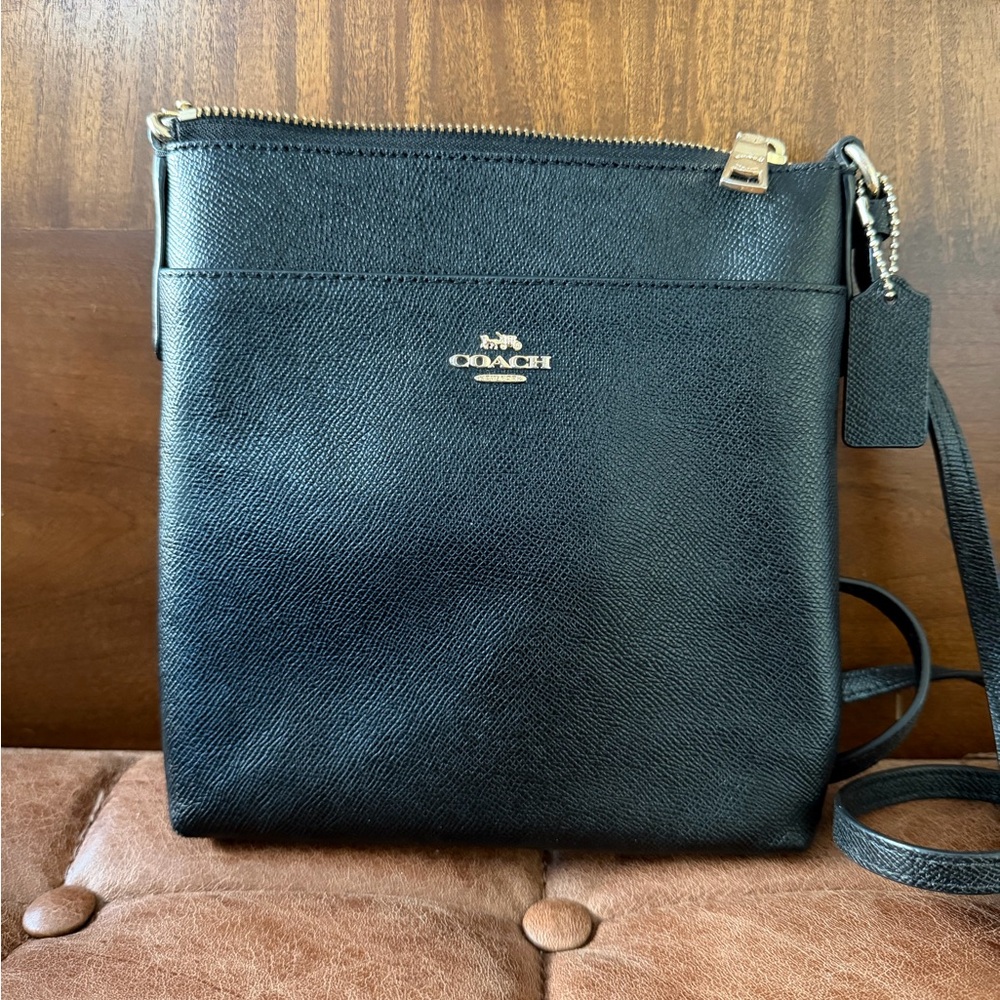 Coach Black Textured Leather Crossbody Bag